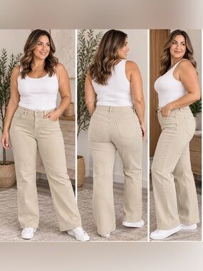 Special A Brand High-Rise Wide Leg Jeans in Light Beige - Women 2XL - NWT